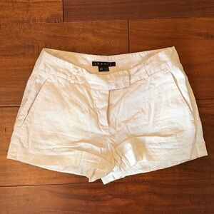 Theory Linen High Waist Cream Shorts